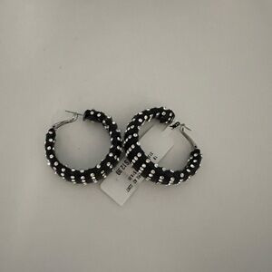Black Studded Hoops